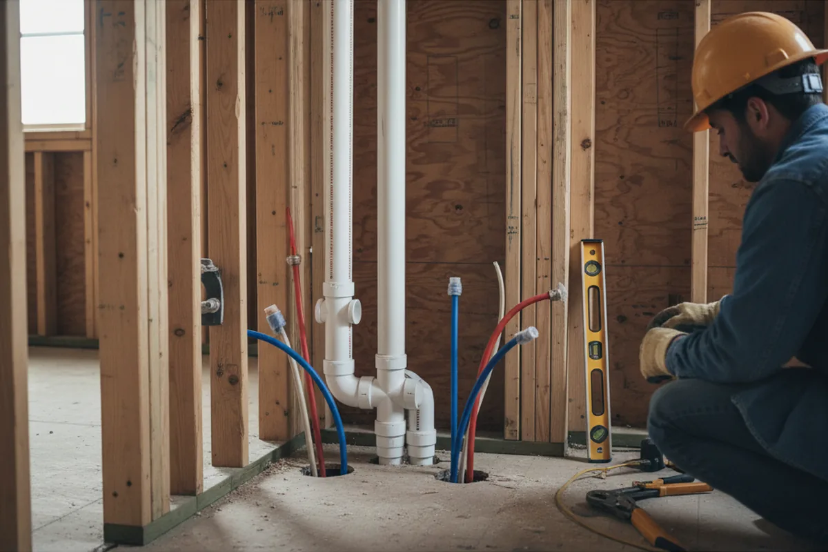 Drain and supply rough-in during Leak Detection in Donnelsville